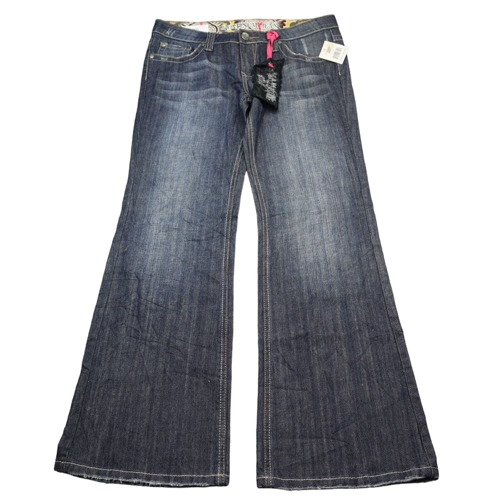 Platinum Jeans Pants Womens 12 Gray Mid Rise 5 Pocket Design Flare Leg Bottoms